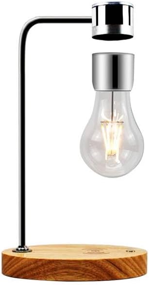 Magnetic Levitating Light Bulb Lamp, Floating LED Bulb Desk Lamp with Wireless Charger, Rotating Levitating Bulb Night Lights for Room Office Decoration (Silver)