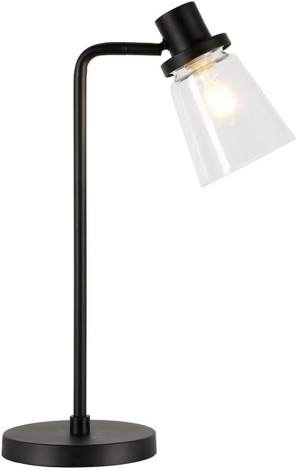 Granville 21" Tall Table Lamp with Glass Shade in Blackened Bronze/Clear