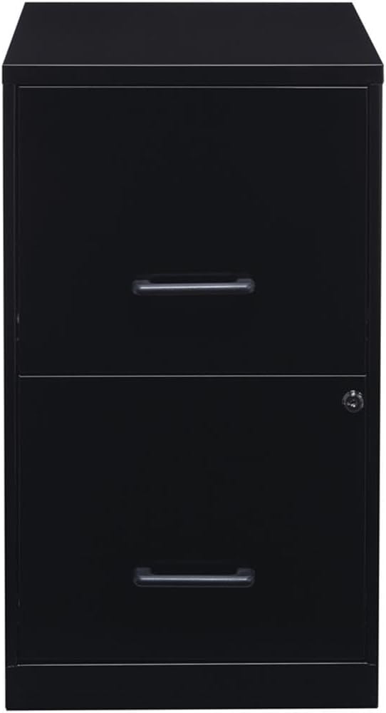 Scranton & Co 18" Deep 2 Drawer Metal File Cabinet in Black (Set of 2)