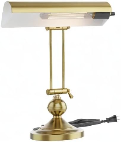 Home Intuition Classic Antique Retro Adjustable Leaning Piano Lamp Banker Desk Light (Brushed Brass)