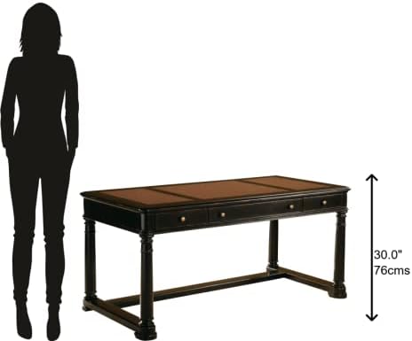 Hekman Furniture Louis Philippe Desk – Traditional Executive Home Office Desk with Three Drawers and Leather Top Classic Wood for Professional Luxury Writings & Vintage Style Spaces