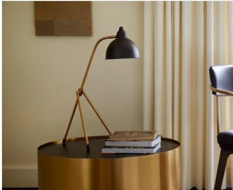 Werner Desk Lamp – Modern Gray Metal Table Lamp, Tripod Design, Commercial Grade Quality for Bedroom or Living Room