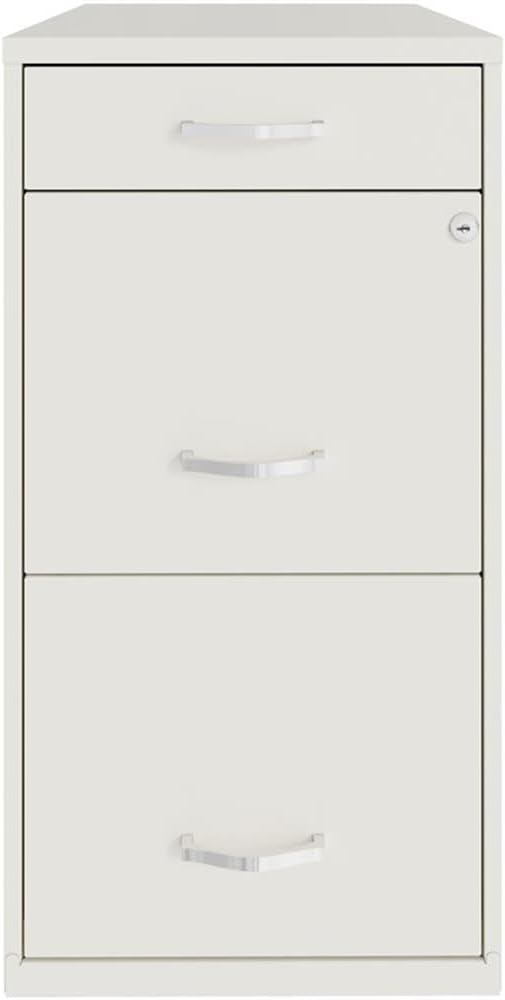 Pemberly Row 18" 3-Drawer Metal Organizer File Cabinet in Pearl White