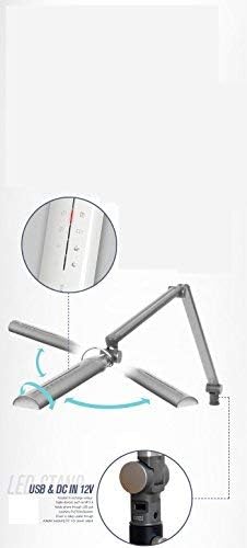 Softech - Natural Ultra Bright Light LED Lamp with Swiveling Head & Base Type (3 Lighting Modes, 5-Level Dimmer, Touch-Sensitive Control Panel, USB Charging Port, Mobile Device Charger) (Silver)