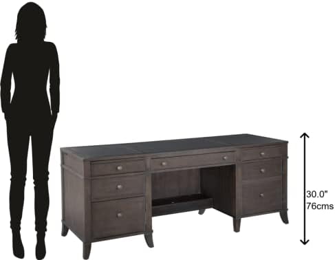 Hekman Furniture Urban Executive Credenza - Wood-Framed Leather Top Locking Pedestal File Drawers Pull Out Writing Surfaces Drop Front Keyboard Drawer Wire Management Wooden Finish Credenza