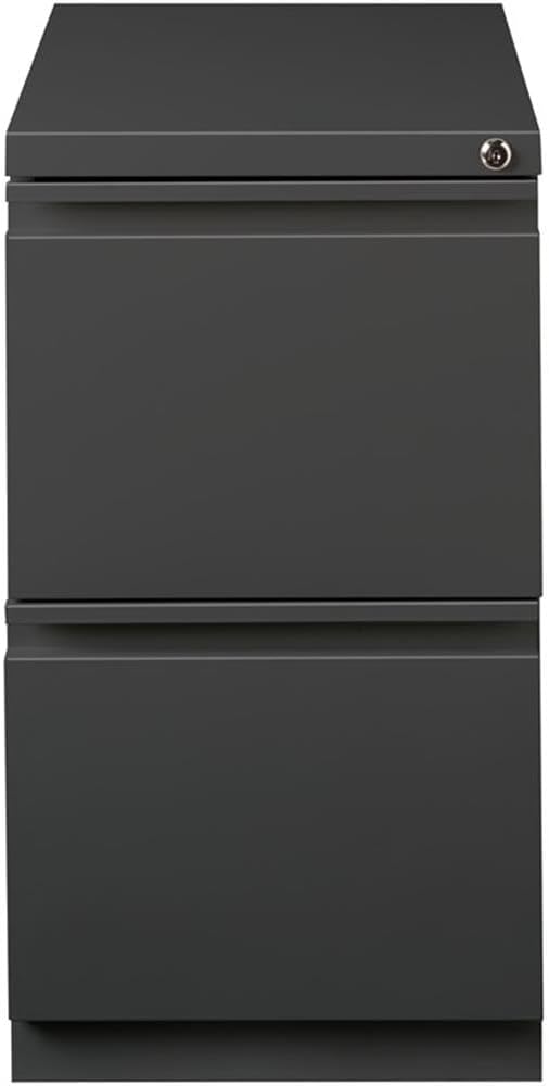 Pemberly Row 2 Drawers 27.75" Vertical Charcoal Metal Filing Cabinet Lockable Pre-Assembled Stationary Letter Size for Home, Office