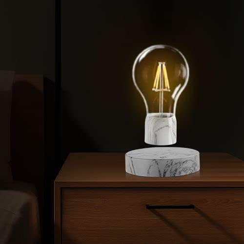 Magnetic Levitating Light Bulb Lamp, 360 Degree Rotating Floating Bulb Desk Lamp, Magnetic Levitation Bulb Night Lights, Cool Gifts, Room Office Decorative Lamp (White)