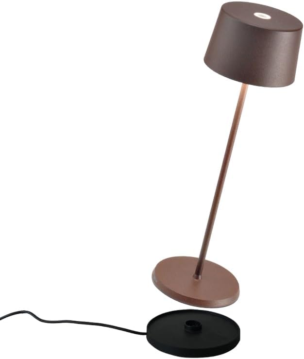 Zafferano, Olivia Pro Lamp, Rechargeable Cordless Table Lamp with Touch Control, Suitable for Indoor and Outdoor, Dimmer, 2700-3000 K, Height 14 Inches, Rust Color