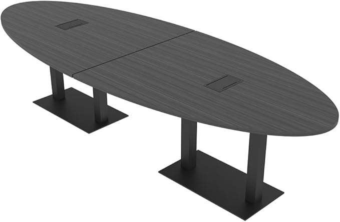 SKUTCHI DESIGNS INC. 10 Ft Oval Shaped Conference Table with Square Matte Black Base | Harmony Series | 8 Person Conference Table | Asian Night