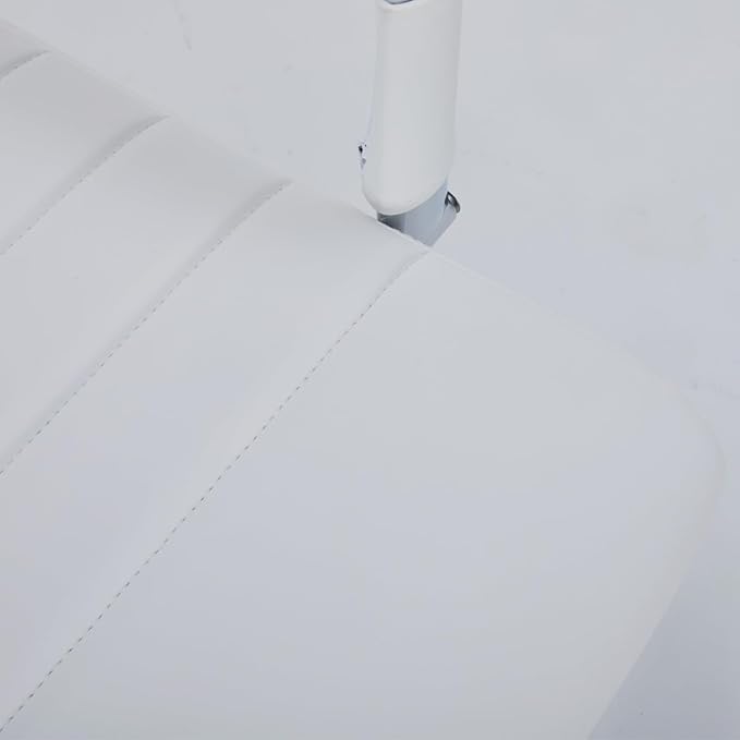 Modern High Back Office Desk Chair, PU Leather Ribbed Ergonomic Executive Conference Chair, Adjustable Swivel Task Chair with Arms, White