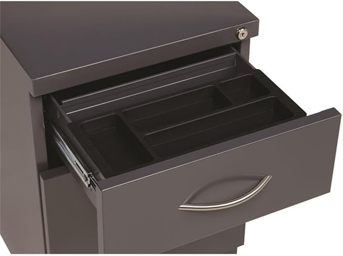 Pemberly Row 20" 2-Drawer Modern Metal Mobile Pedestal File Cabinet in Charcoal
