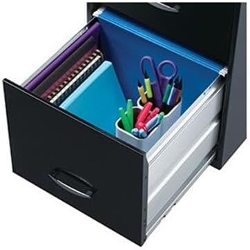 Pemberly Row 18" Deep 3 Drawer Mobile Metal Vertical File Cabinet - Black