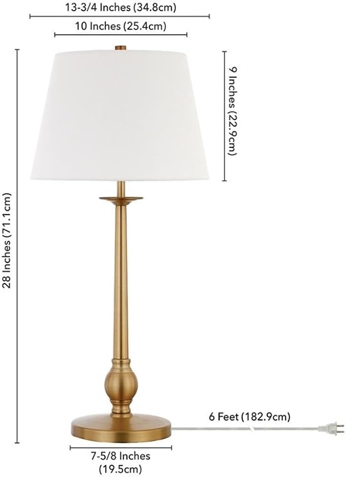 Wilmer 28" Tall Table Lamp with Fabric Shade in Brass/White