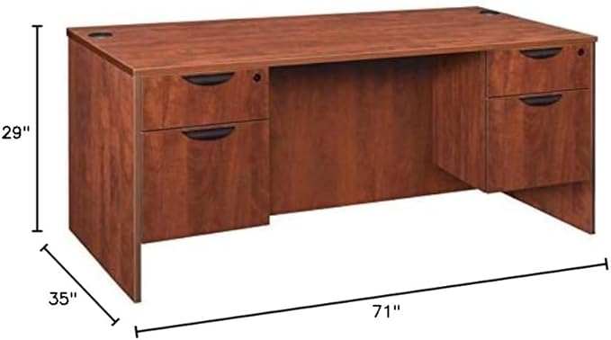 Regency Legacy 60 x 30 Inch Office Desk with Double Pedestal Drawer, Durable Cherry Laminate, Scratch-Resistant Surface, Spacious Workspace for Home, Professional, and Executive Offices