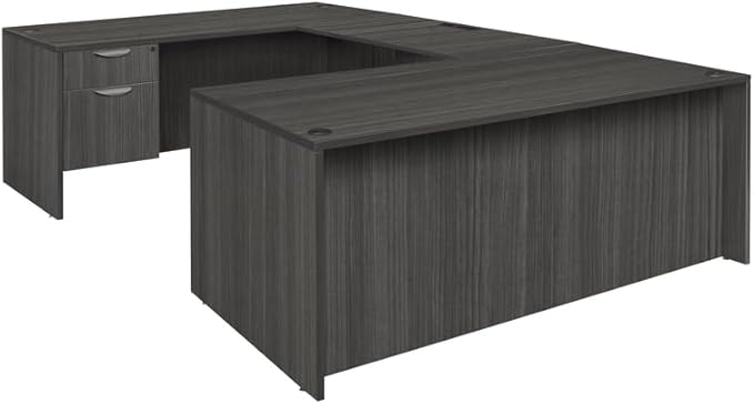 Regency Legacy 71 x 35 in. U Desk with Single Pedestal Drawer Unit- Ash Grey