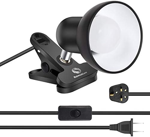RONG&LAN Clip lamp,360° Rotation Clip on Lamp Portable Book Reading Light,Clamp on Desk/Table/Bunk Bed/Cupboard Home Lighting, (Desk lamp,Seven Colors for Your Choice) (Black,2)