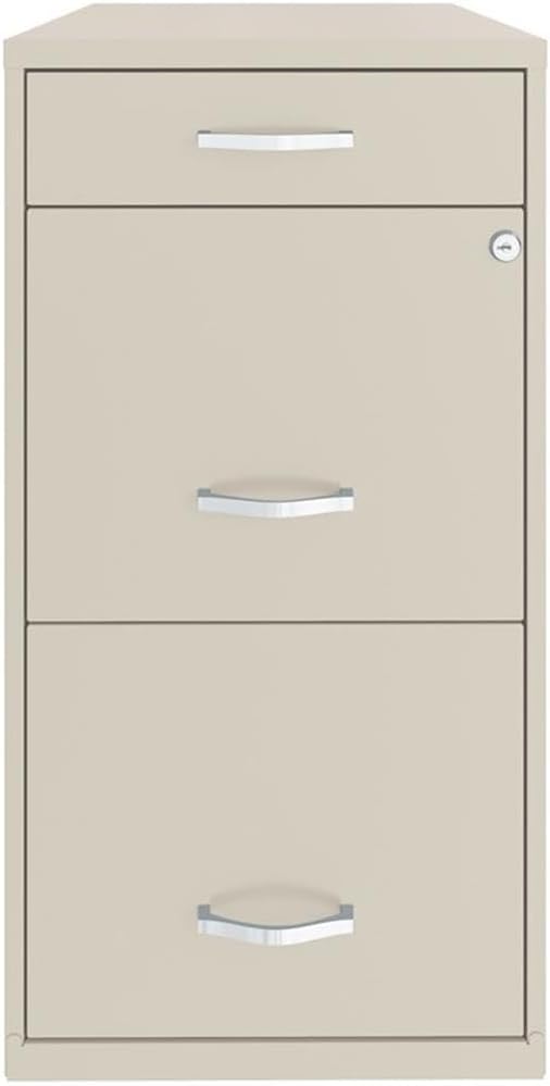 Pemberly Row 18" 3-Drawer Metal File Cabinet with Pencil Drawer in Off White