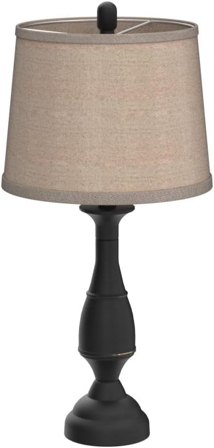 Regency Hill Ben Farmhouse Traditional Table Lamps 25" High Full Size Set of 2 Dark Bronze Brown Metal Beige Linen Drum Shade Decor for Living Room Bedroom House Bedside Nightstand Home Office
