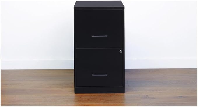 Scranton & Co 18" Deep 2 Drawer Metal File Cabinet in Black (Set of 2)
