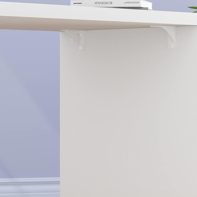 HSH White L Shaped Desk with Drawers Shelves, 360 Rotating L Shape Computer Desk with Storage Cabinet, Corner Home Office Desk Computer Table,55 Inch