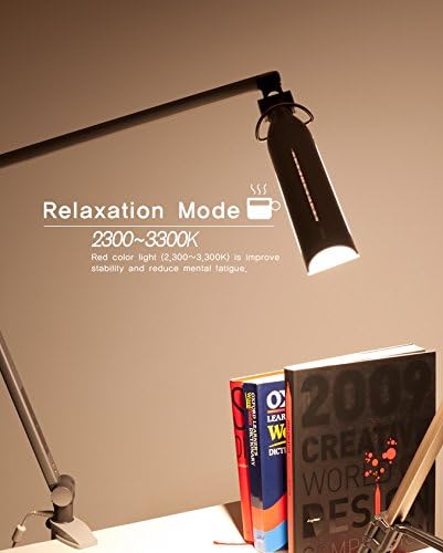 Softech - Natural Ultra Bright Light LED Lamp with swiveling Head & Clamp Type (3 Lighting Modes, 5-Level Dimmer, Touch-Sensitive Control Panel, USB Charging Port, Mobile Device Charger) (White)