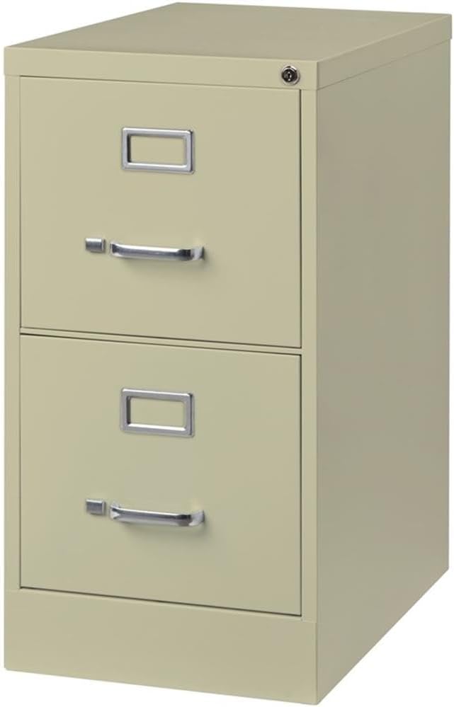 Pemberly Row 2 Drawers 28.38" Vertical Beige Metal Filing Cabinet Lockable Pre-Assembled Stationary Letter Size for Home, Office