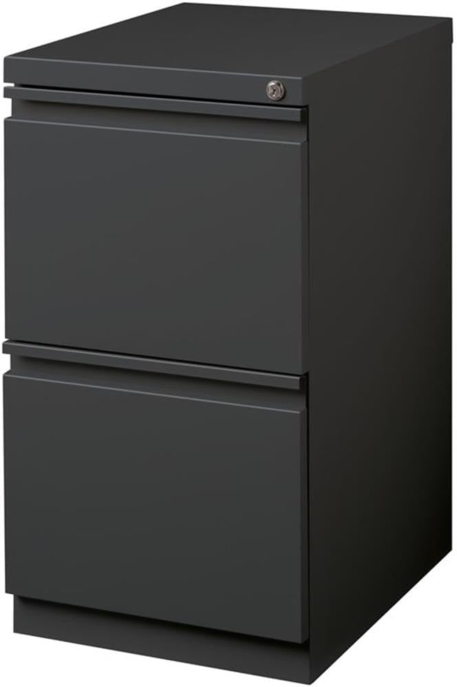 Pemberly Row 2 Drawers 27.75" Vertical Charcoal Metal Filing Cabinet Lockable Pre-Assembled Stationary Letter Size for Home, Office