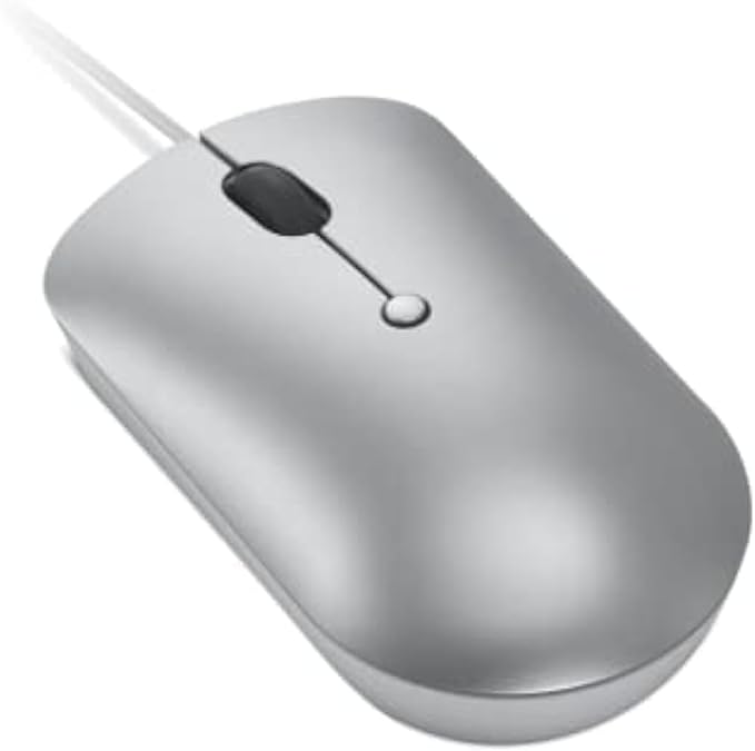 Lenovo 540 USB-C Wired Connection Computer Mouse for PC, Laptop, Computer with Windows or Chrome OS - Ambidextrous Design - 4 Button - Compact Size - Cloud Grey