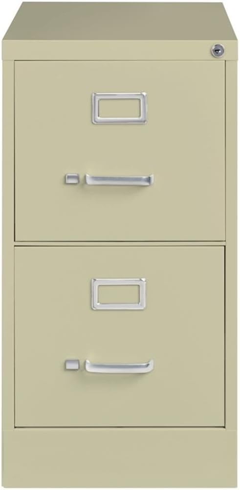 Pemberly Row 2 Drawers 28.38" Vertical Beige Metal Filing Cabinet Lockable Pre-Assembled Stationary Letter Size for Home, Office