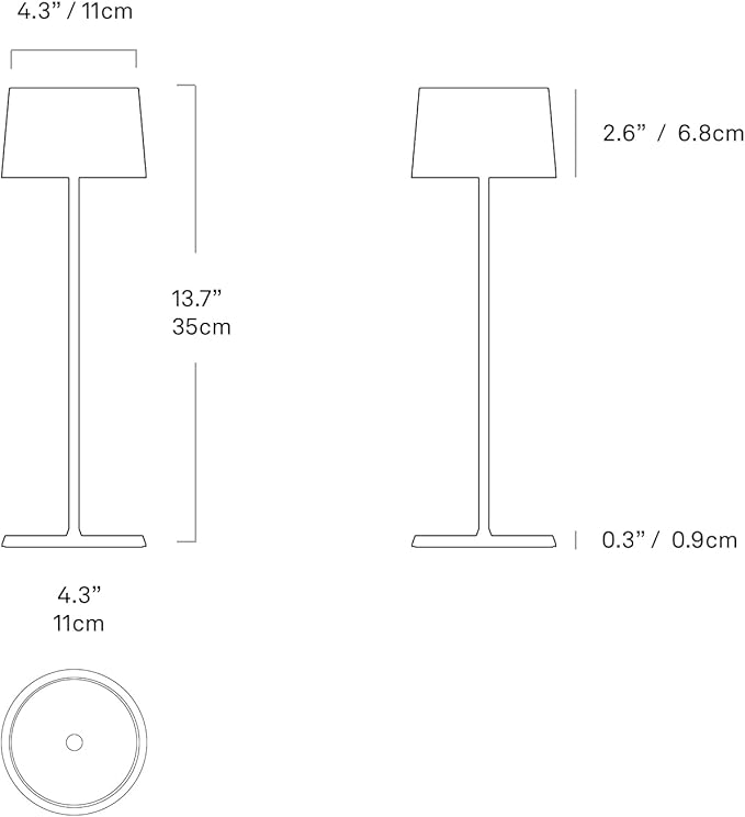 Zafferano, Olivia Pro Lamp, Rechargeable Cordless Table Lamp with Touch Control, Suitable for Indoor and Outdoor, Dimmer, 2700-3000 K, Height 14 Inches, Rust Color