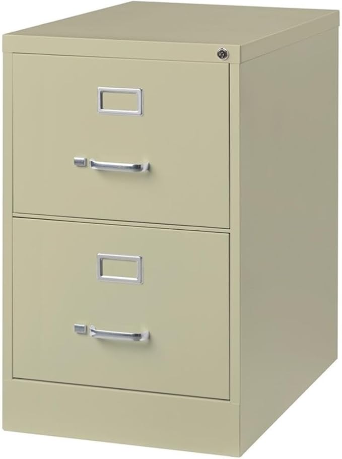 Pemberly Row 2 Drawers 28.38" Vertical Beige Metal Filing Cabinet Lockable Pre-Assembled Stationary Legal Size for Home, Office