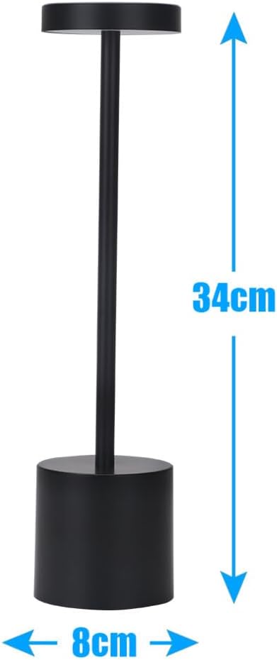 MIOBLUE Cordless Table Lamp, Rechargeable Table LampLED Touch Light,3 Color Stepless Dimmable Battery Powered Lamp, Usage for Table Light for Dinner/Patio/Restaurant/Bedroom.(Black)