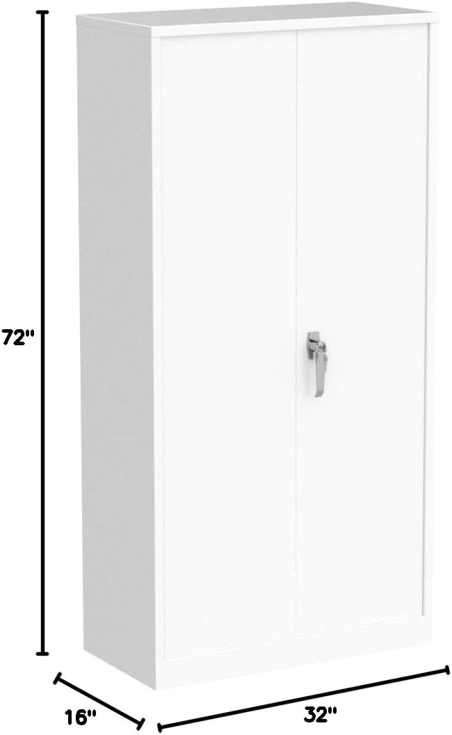 INTERGREAT Metal Storage Cabinet,71" Steel Lockable File Cabinet with Locking Doors and Adjustable Shelves,Locking Tool Cabinets for Office,Home,Garage,Gym,School (White)
