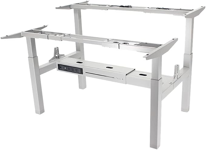 Lift It, 60"x24" Electric Double-Sided, Adjustable Height Standup Office Desk for Office or Home, Dual Motor, 4 Memory Digital Control with USB Charging, Charcoal Pattern Top, Silver Frame