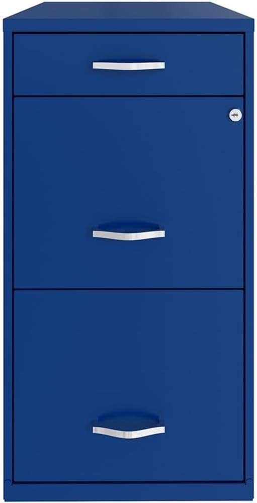 Pemberly Row 18" 3-Drawer Modern Metal Organizer File Cabinet in Blue