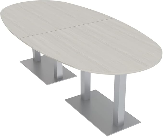 SKUTCHI DESIGNS INC. 8-Foot Conference Table with Metal Bases | Boat Oval Shape| Harmony Series | 8 Person | Lakeland Salt
