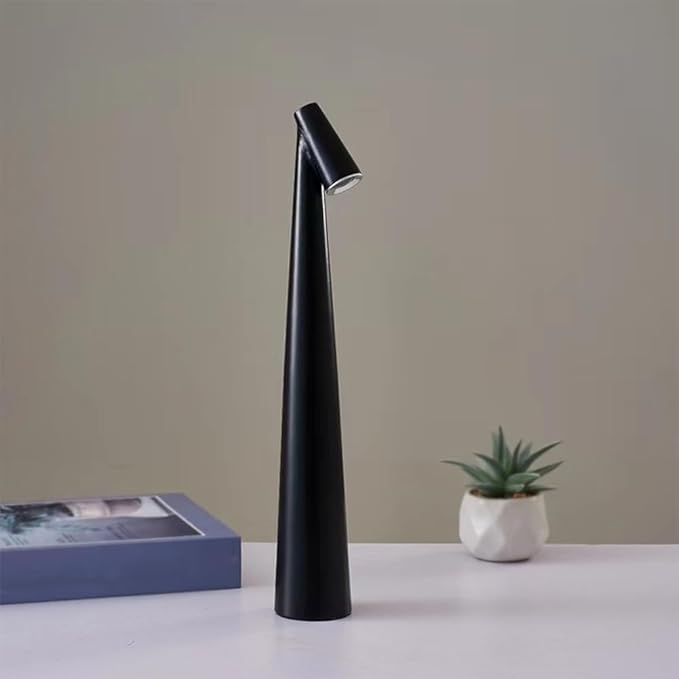 Portable LED Table Lamp with Touch Sensor, 3-Levels Brightness Metal Desk Lamp, 3 Color Touch Control Rechargeable Lamp, Night Light, Bedside Lamp,Dining Room Lamp (Black)