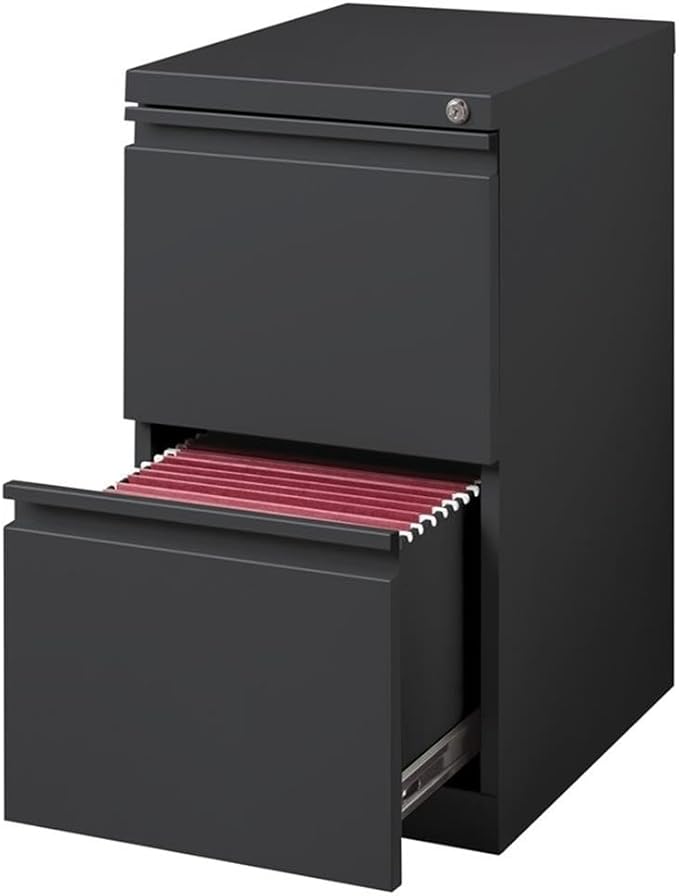 Pemberly Row 2 Drawers 27.75" Vertical Charcoal Metal Filing Cabinet Lockable Pre-Assembled Stationary Letter Size for Home, Office