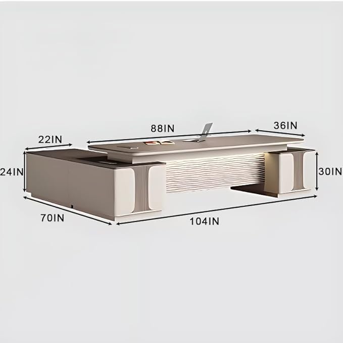102IN Executive Desk with Drawers - Fashionable Executive Desk with Large Storage Space & Concealed Wire Box & Password Lock | Unique Front Panel & Spacious Worksurface