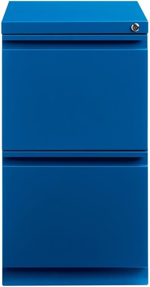 Pemberly Row 20" 2-Drawer Modern Metal Mobile Pedestal File Cabinet in Blue