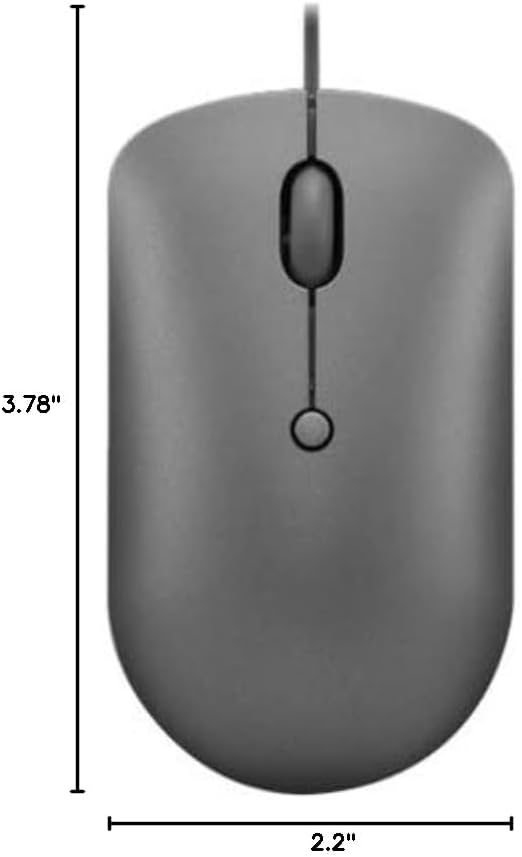 Lenovo 540 USB-C Wired Connection Computer Mouse for PC, Laptop, Computer with Windows or Chrome OS - Ambidextrous Design - 4 Button - Compact Size -Storm Grey