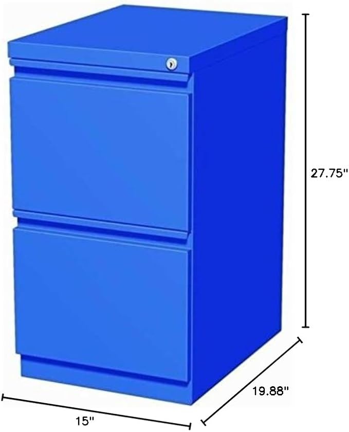 Pemberly Row 20" 2-Drawer Modern Metal Mobile Pedestal File Cabinet in Blue