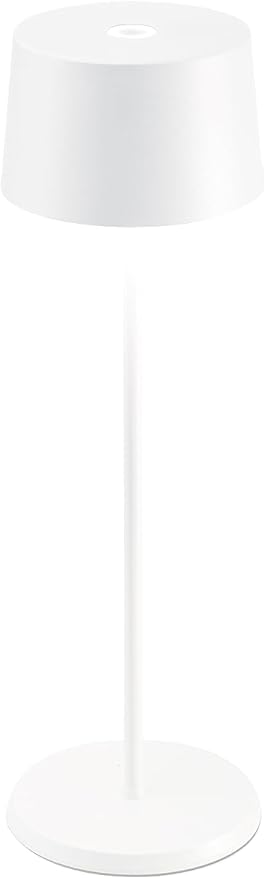Zafferano, Olivia Pro Lamp, Rechargeable Cordless Table Lamp with Touch Control, Suitable for Indoor and Outdoor, Dimmer, 2700-3000 K, Height 14 Inches, White Color