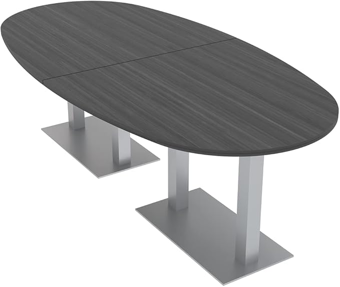 SKUTCHI DESIGNS INC. 8-Foot Conference Table with Metal Bases | Boat Oval Shape| Harmony Series | 8 Person | Asian Night