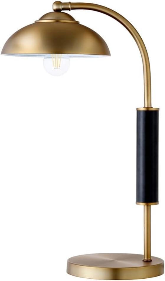 Henn&Hart 24" Tall Two-Tone Table Lamp with Metal Shade in Brass/Matte Black, for Home, Living Room, Bedroom, Entertainment Room, Office, Kitchen, Dining