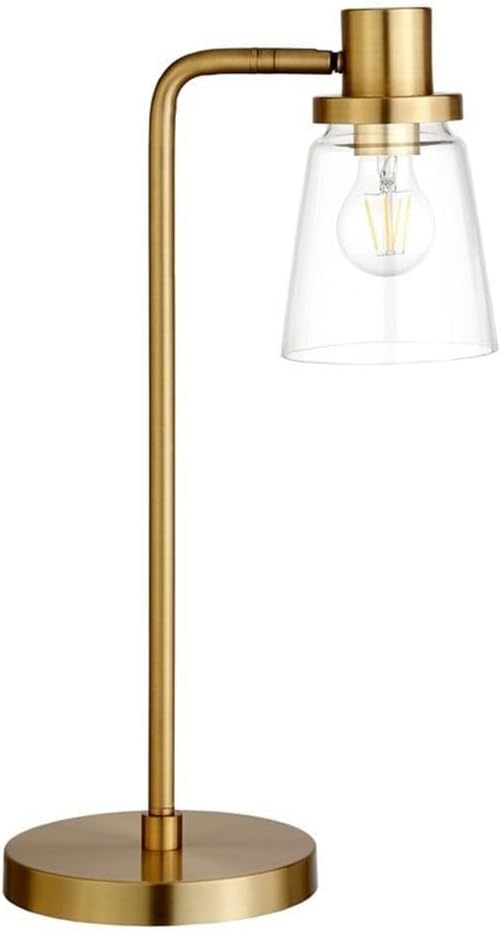 Granville 21" Tall Table Lamp with Glass Shade in Brass/Clear