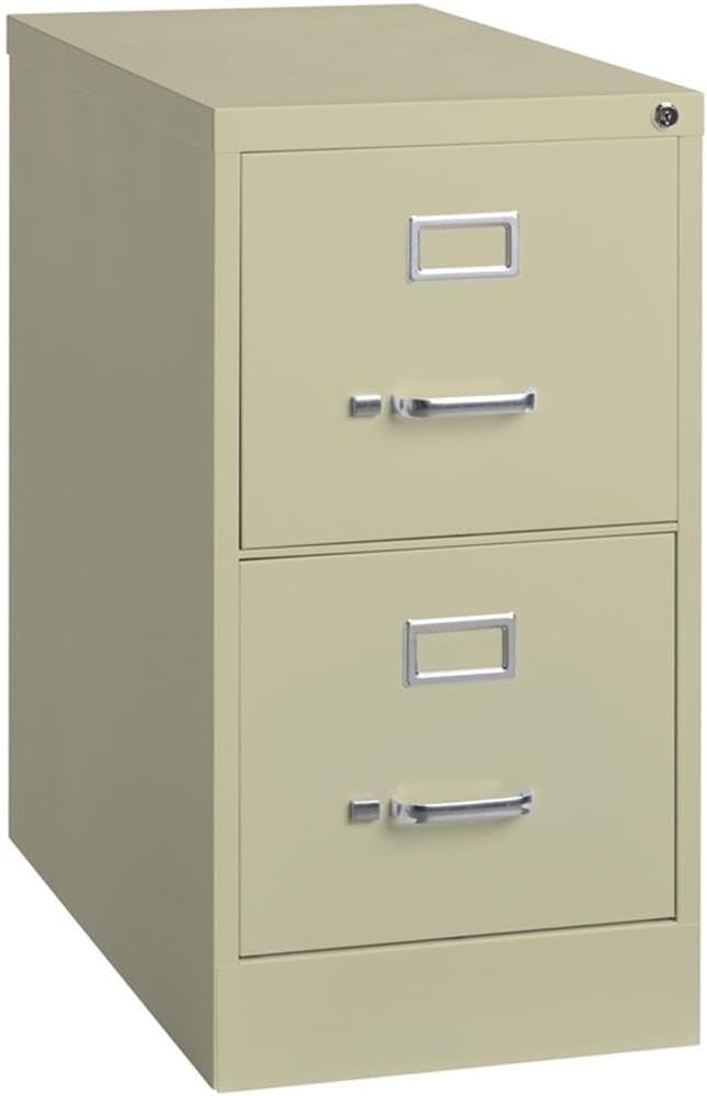 Pemberly Row 2 Drawers 28.38" Vertical Beige Metal Filing Cabinet Lockable Pre-Assembled Stationary Letter Size for Home, Office