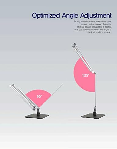 Softech - Natural Ultra Bright Light LED Lamp with Swiveling Head & Base Type (3 Lighting Modes, 5-Level Dimmer, Touch-Sensitive Control Panel, USB Charging Port, Mobile Device Charger) (White)