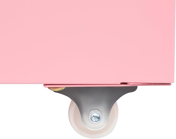 6 Drawers Rolling File Cabinet, Pink Metal Filing Cabinets with Lock, 27 inch H Vertical Filing Cabinet Under Desk for Home Office, Heavy Duty Metal Storage Cabinet for A4/Letter/Legal Size File