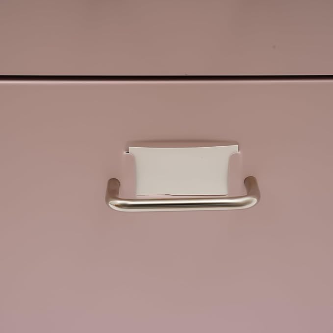 3 Drawer File Cabinet, Mobile Vertical Filing Cabinets with Lock and Wheels Organizer Cabinet for Home Office Files Storage (Pink)